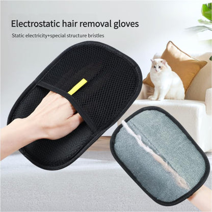 Electrostatic Pet Hair Removal Glove – Reusable Dog & Cat Hair Remover for Furniture, Couch, Carpet, Clothes, Car Seats & Pet Beds – Washable Static Fur Cleaning Glove