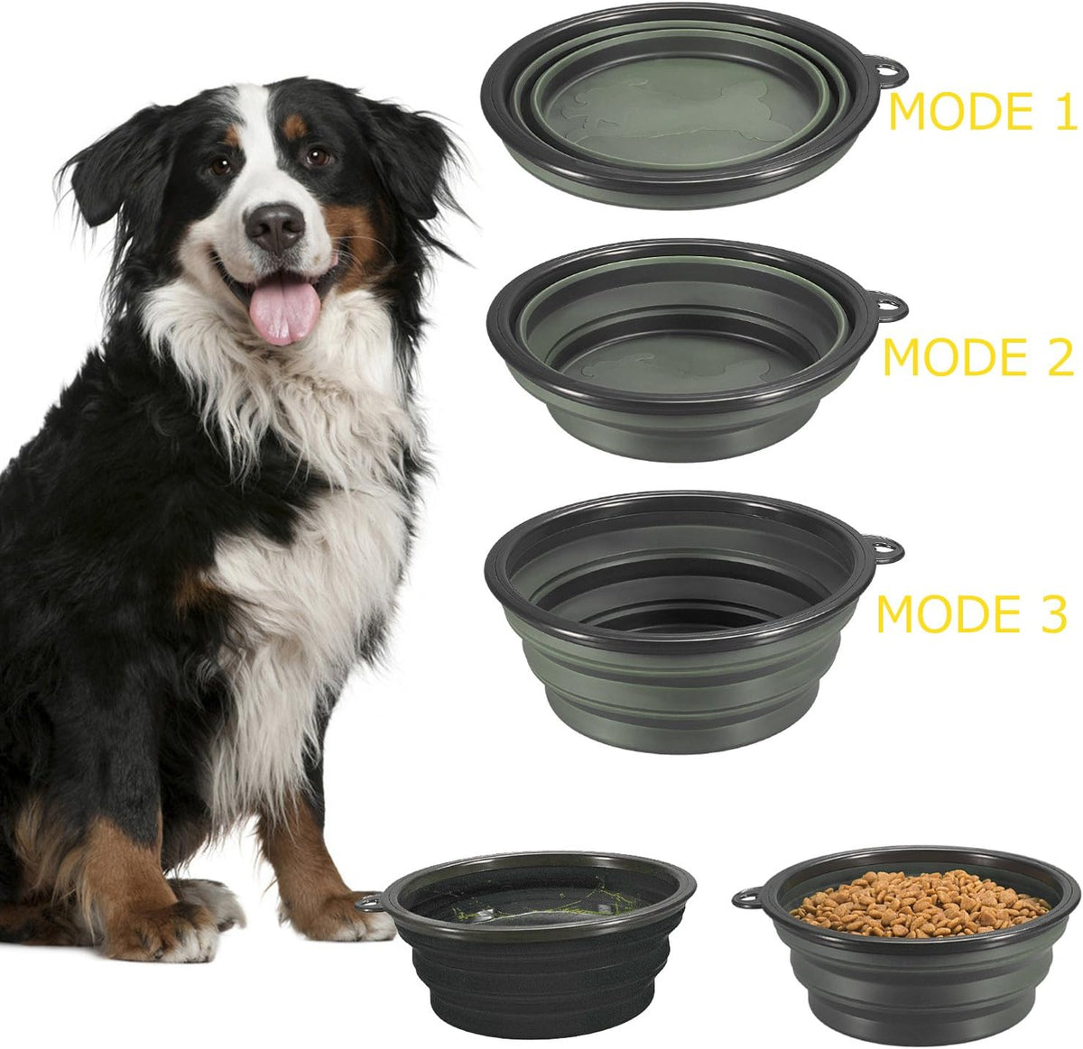 Collapsible Dog Bowls, 2-Pack Foldable Bowls for Dog | Expandable Cup Dish for Pet Cat Hiking Food Water Feeding Dog Travel Bowl