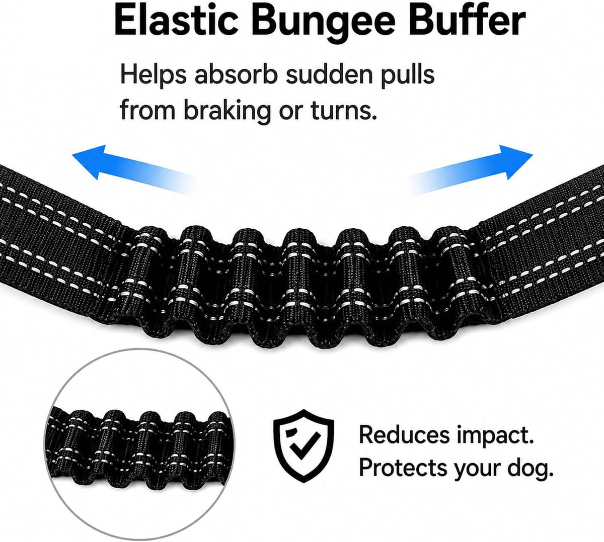 Dog Seat Belt 2Pcs, Retractable Pet Car Harness, Adjustable Dog Seat Belts | Nylon Pet Seat Belt for Vehicle, Safety with Elastic Bungee (Black)