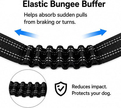 Dog Seat Belt 2Pcs, Retractable Pet Car Harness, Adjustable Dog Seat Belts | Nylon Pet Seat Belt for Vehicle, Safety with Elastic Bungee (Black)