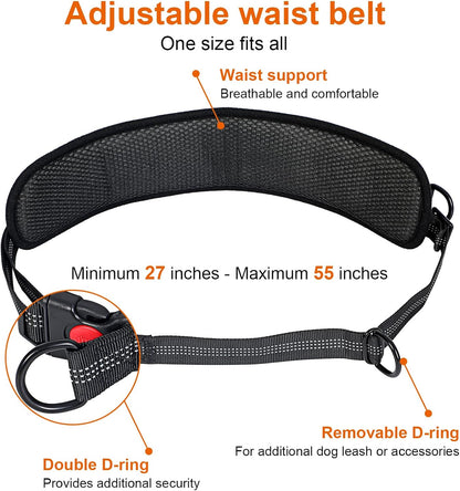 Hand Free Dog Leash with Pouch, Dog Walking Belt Retractable Leash for 2 Dogs with Dual Handles for Running Walking Jogging Pet Belt