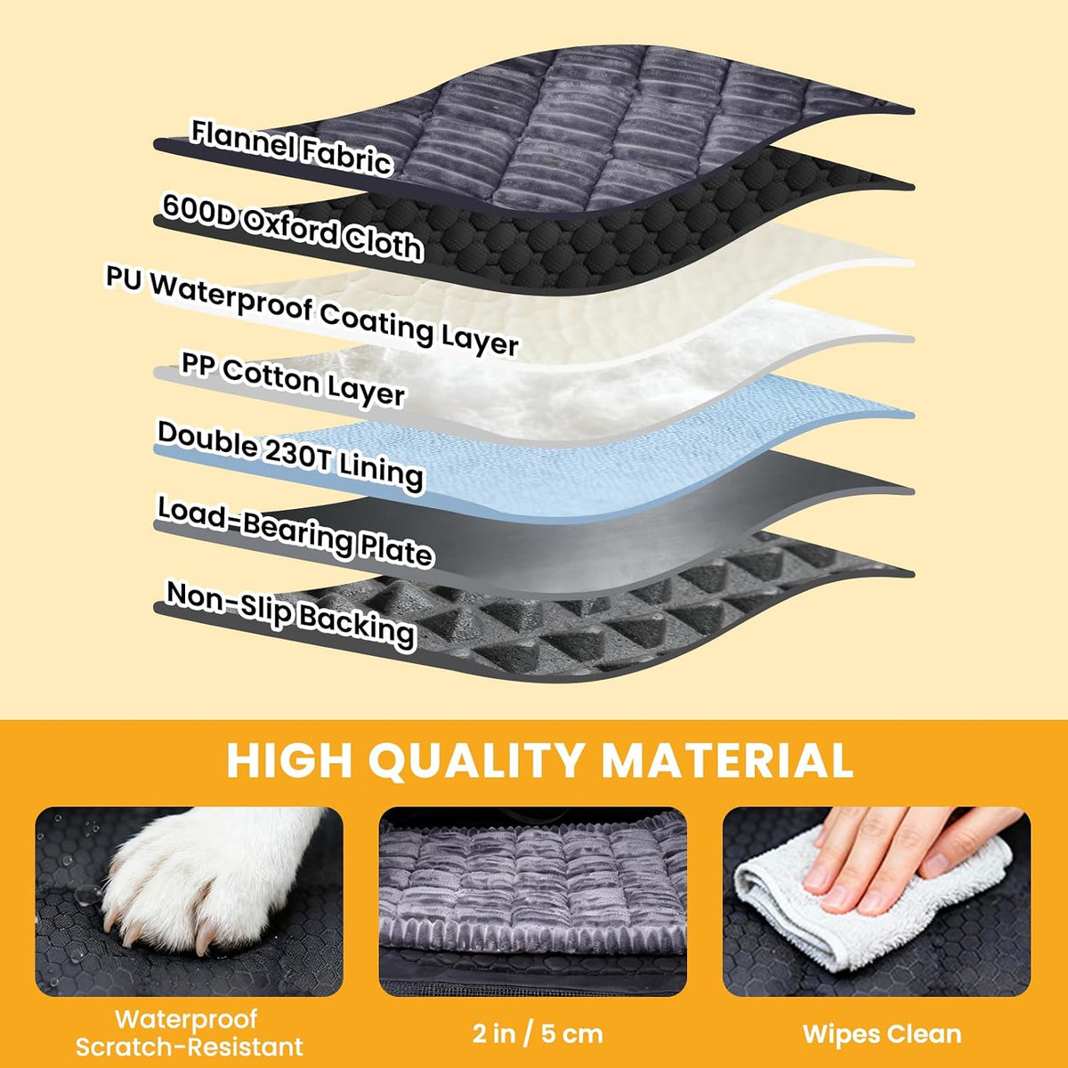Large Dog Car Seat Cover with Dog Bed Mat for Back Seat Half - Single Seat Travel Hammock Extender, Waterproof Hard Bottom for Medium & Large Dogs, Car SUV Truck Vehicle