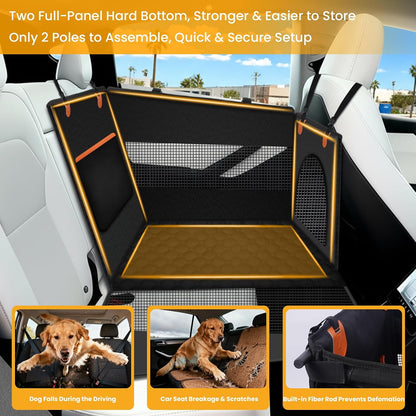 Large Dog Car Seat Cover with Dog Bed Mat for Back Seat Half - Single Seat Travel Hammock Extender, Waterproof Hard Bottom for Medium & Large Dogs, Car SUV Truck Vehicle
