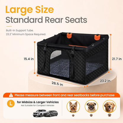 Large Dog Car Seat Cover with Dog Bed Mat for Back Seat Half - Single Seat Travel Hammock Extender, Waterproof Hard Bottom for Medium & Large Dogs, Car SUV Truck Vehicle